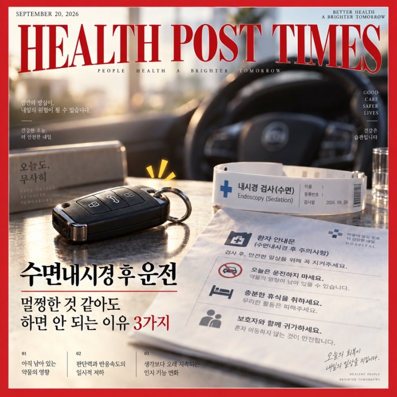 수면내시경 후 운전, 멀쩡한 것 같아도 하면 안 되는 이유 3가지
