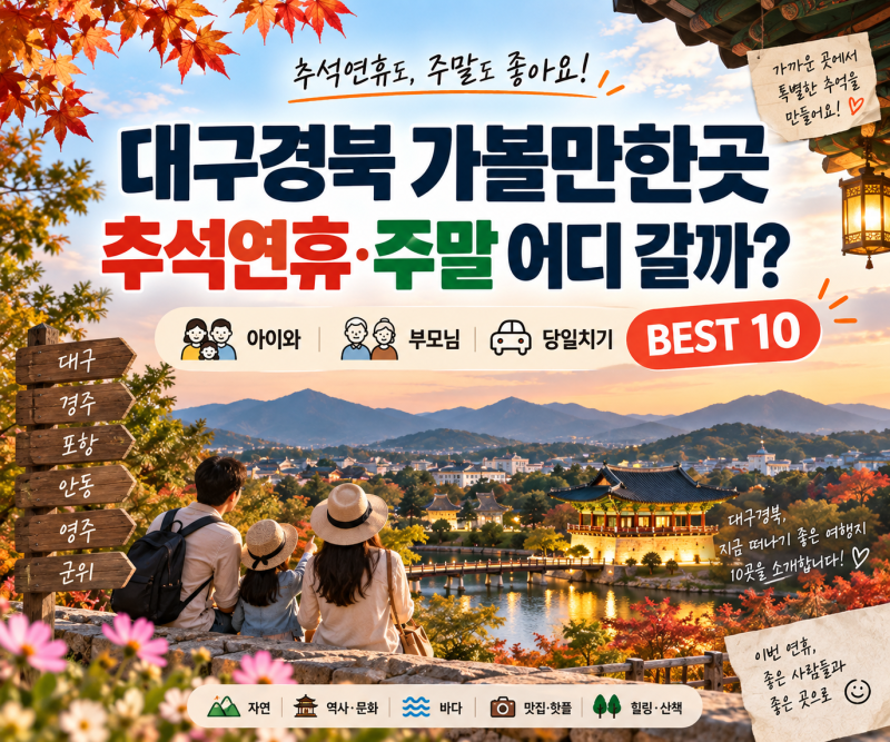 대구경북 가볼만한곳 BEST10, 추석연휴·주말 어디 갈까? 아이와·부모님 당일치기