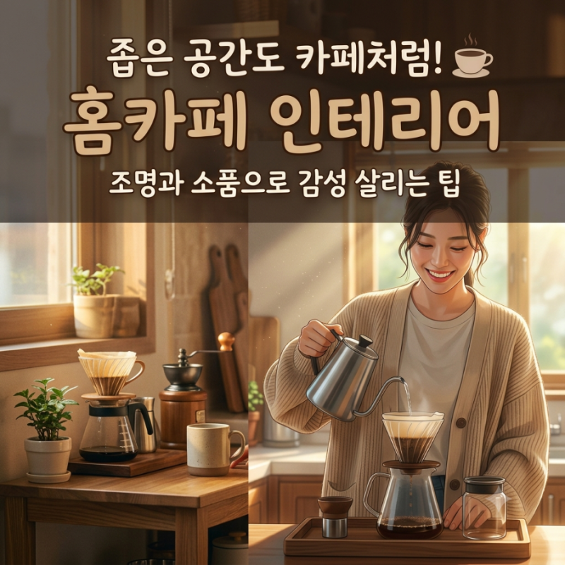 ☕ 홈카페 인테리어, 좁은 공간도 카페처럼 만드는 조명과 소품 배치법