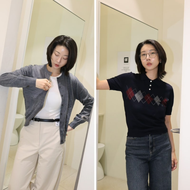 탑텐 매장 메리노 울 여성 가을니트 가디건 코디 왕십리역 근처 가볼만한곳
