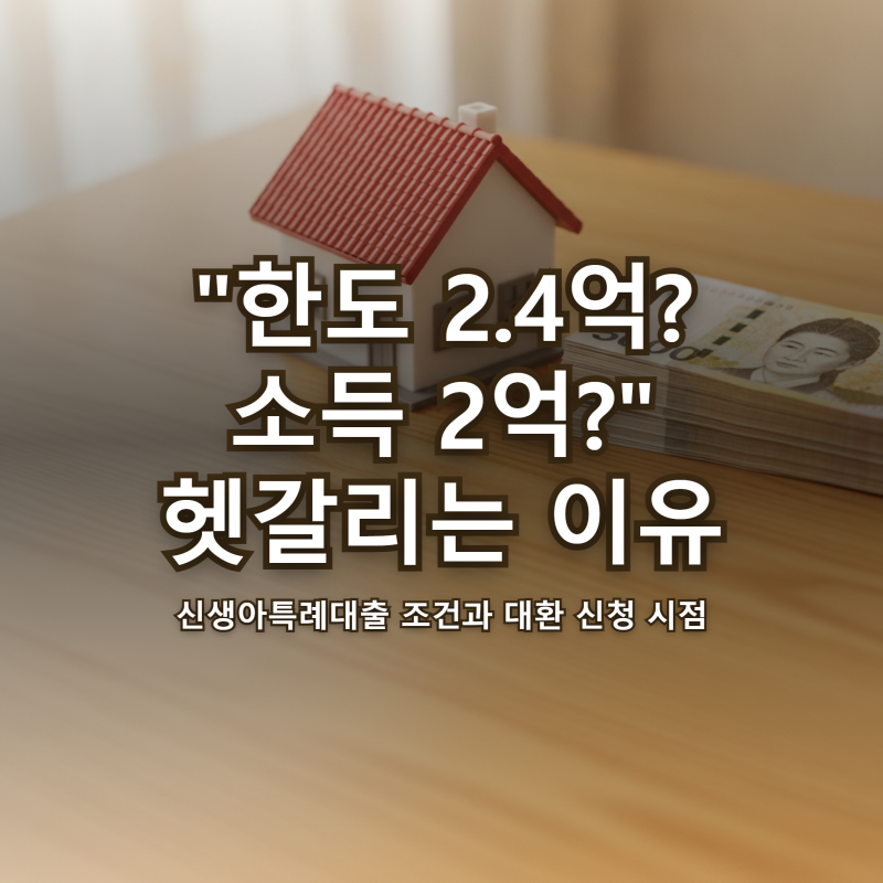 신생아특례대출 "한도 2억4천? 소득 2억?" 헷갈리는 이유와 대환 신청 시점
