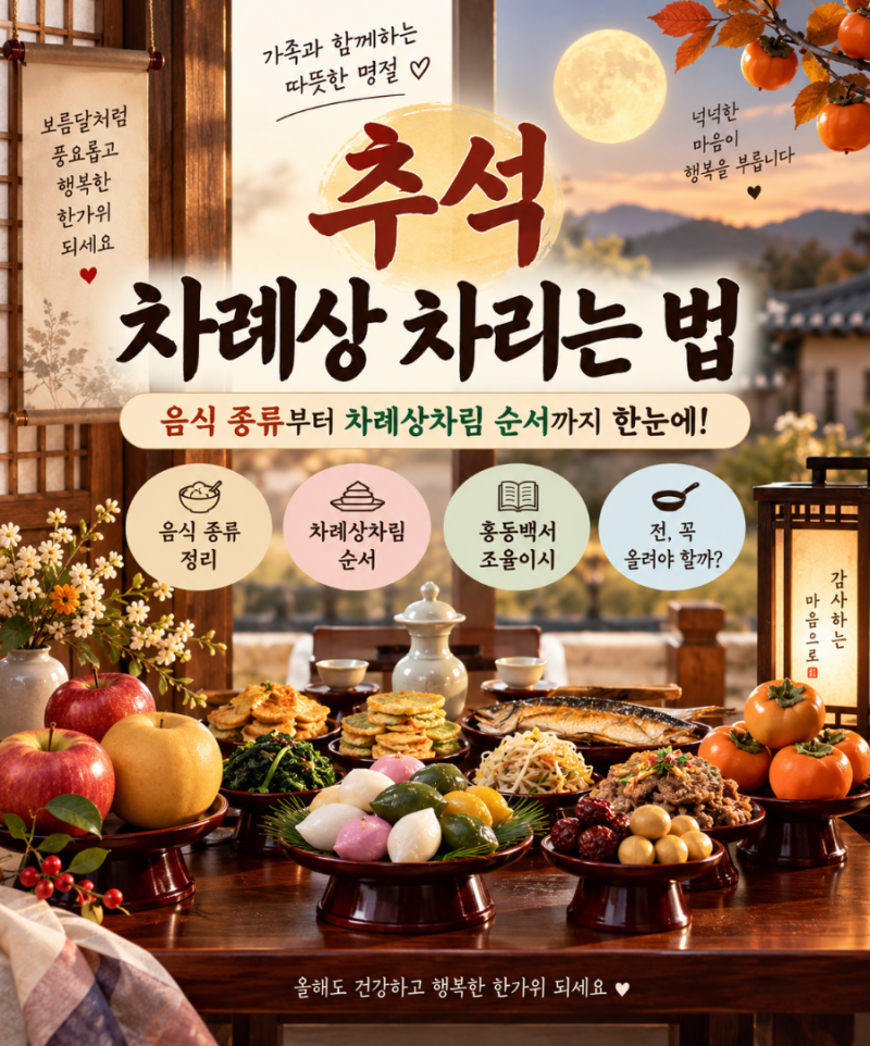 추석 차례상차림 놓는법 및 간소화