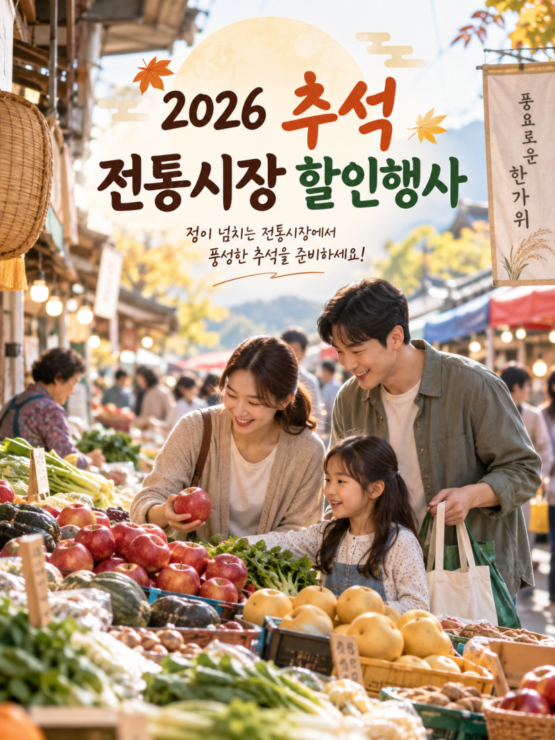 2026 추석 전통시장 할인행사 총정리｜온누리상품권 2만원 환급받는 방법