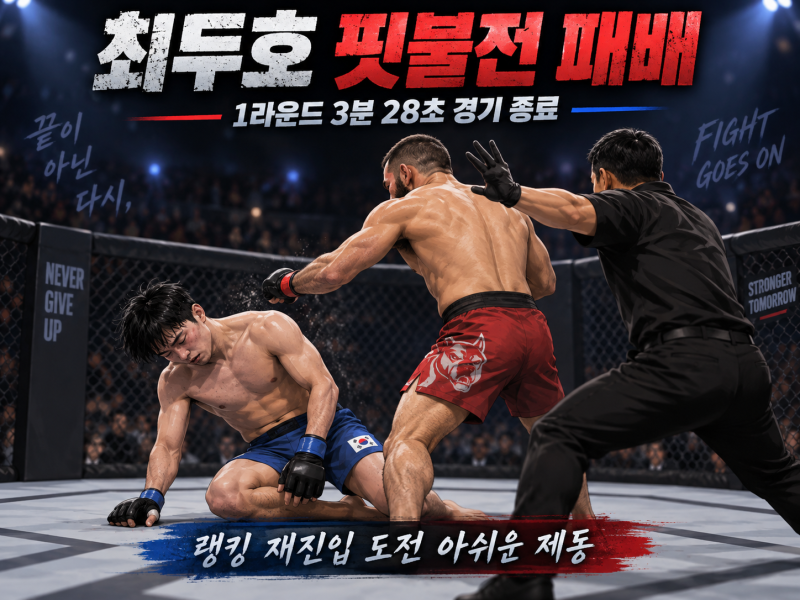 최두호 핏불에 1라운드 KO패｜UFC 4연승·랭킹 재진입 도전 멈췄다