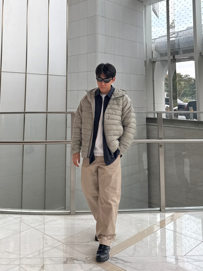 역대급 가성비 남자 경량패딩 탑텐 에어테크 후기, 간절기 아우터로 완성한 고프코어룩