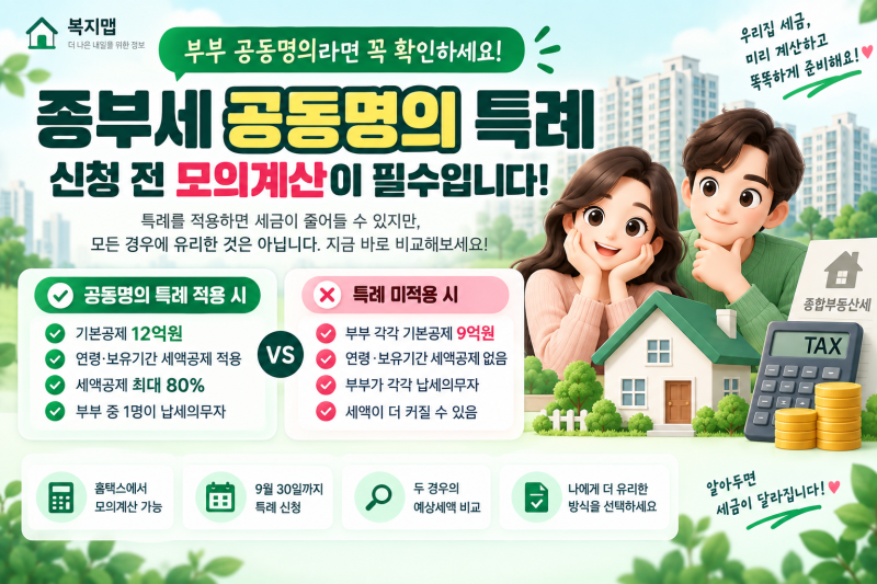 종부세 공동명의 특례 모의계산 방법｜신청 전 세액 비교하는 법