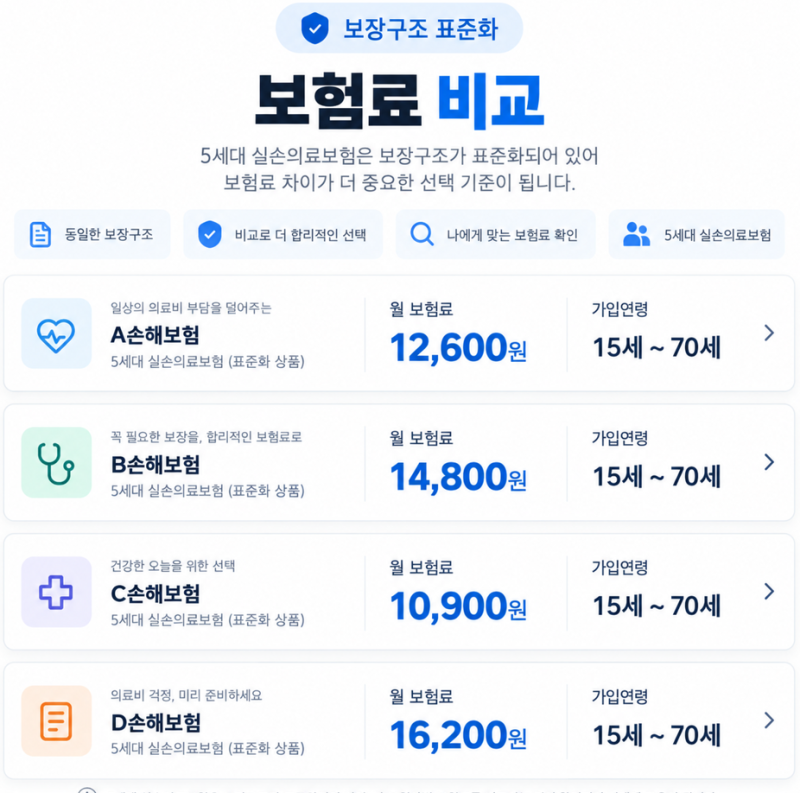 실손보험 비교사이트 보험료 한눈에 보는 방법