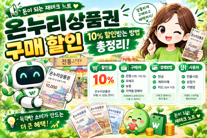 온누리상품권 구매 할인 10%｜2026 추석 디지털 온누리상품권 혜택 총정리