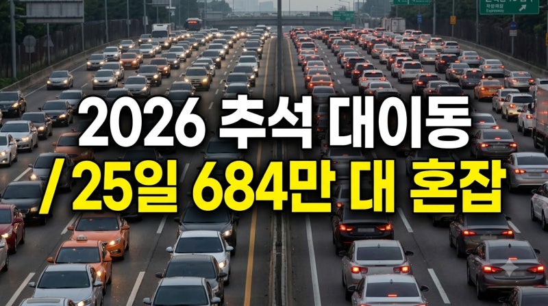 2026 추석 연휴 이동인원 3093만 명… 25일 고속도로 교통량 최대 혼잡 전망