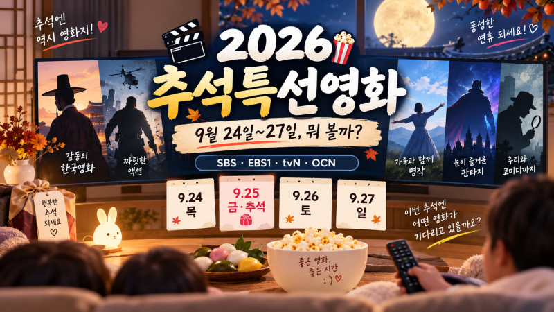 “1692만 영화가 벌써 TV에?” 2026 추석특선영화 편성표 - 왕과 사는 남자부터 어쩔수가없다 확....