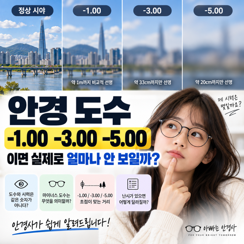 안경 도수 마이너스 시력이면 실제로 얼마나 안 보일까요?