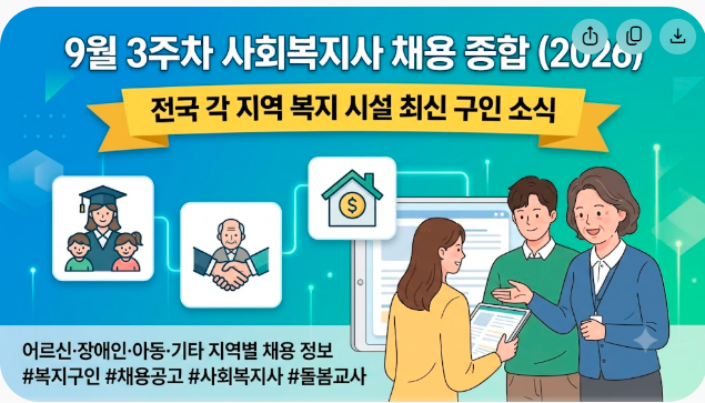 2026년 9월 18~20일 사회복지기관 채용공고 총정리｜지역별 모집기간·인원 한눈에 보기 ①