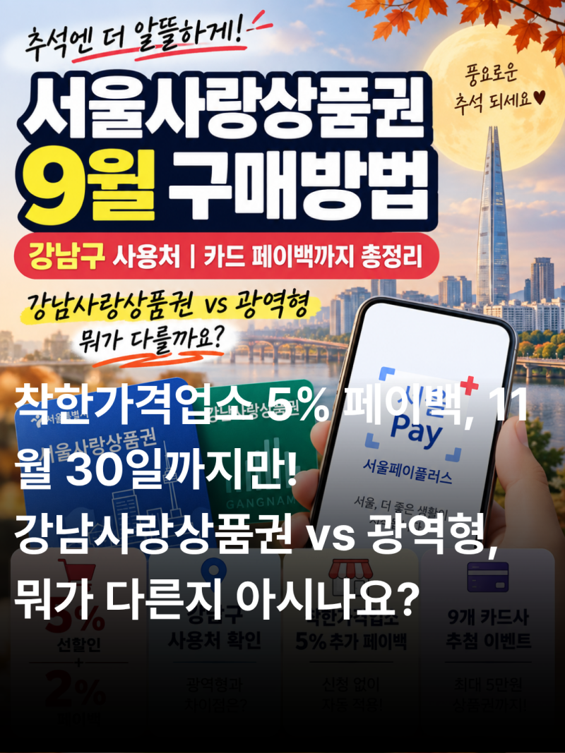 서울사랑상품권 9월 구매방법 | 강남구 강남 사용처 및 카드 페이백 조건 총정리 강남사랑상....