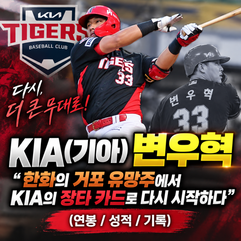 KIA(기아) 변우혁, “한화의 거포 유망주에서 KIA의 장타 카드로 다시 시작하다”(연봉/성적/기....