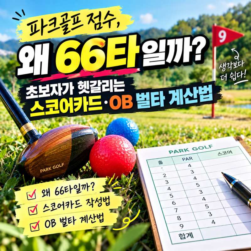 “파크골프 점수, 왜 66타일까? 초보자가 헷갈리는 스코어카드·OB 벌타 계산법”