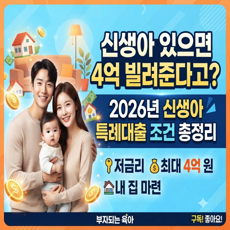 “신생아 있으면 4억 빌려준다고?”…2026년 신생아 특례대출 조건 총정리
