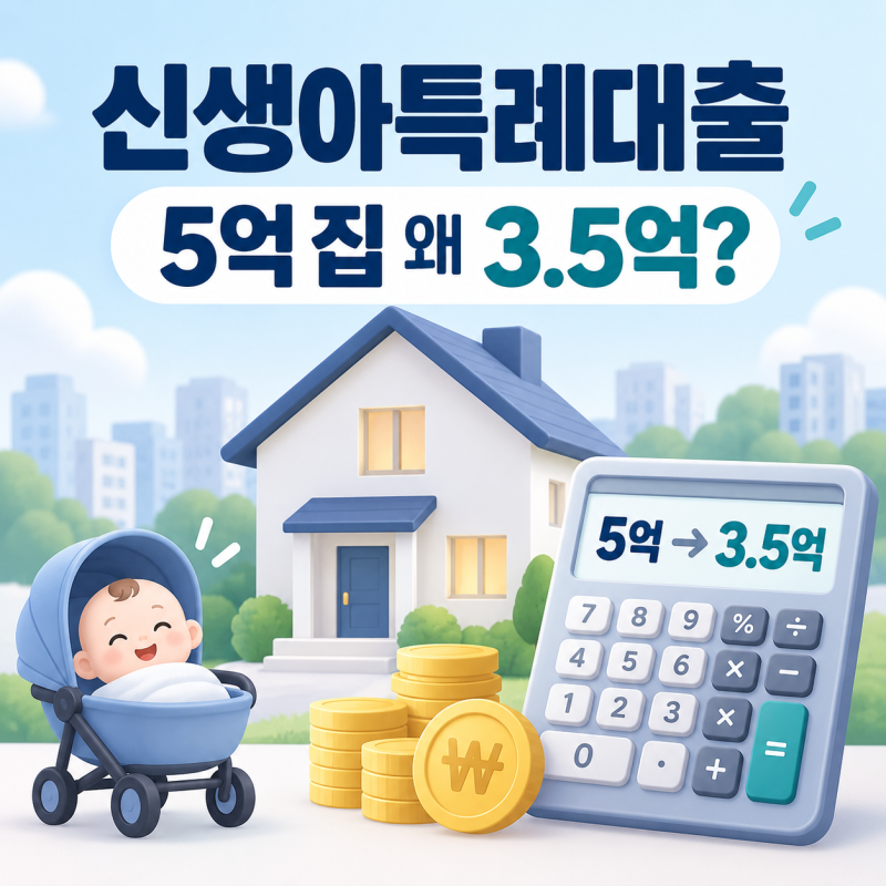 신생아특례대출 조건 2026, 최대 4억인데 5억 집은 왜 3.5억일까?
