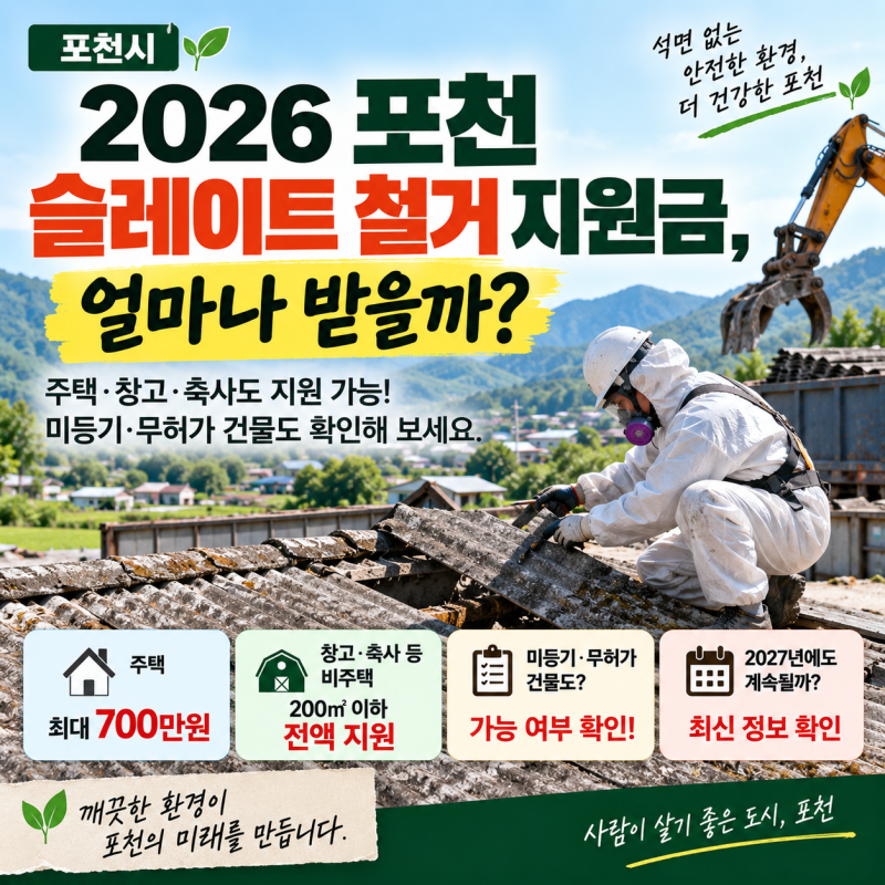 2026 포천 슬레이트 철거 지원금, 얼마나 받을까?