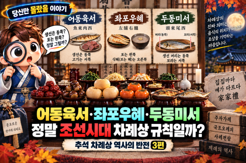 어동육서·좌포우혜·두동미서 뜻과 유래｜정말 조선시대 차례상 규칙일까? 3편