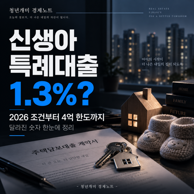 "신생아 특례대출 1.3%?" 2026 조건부터 4억 한도까지 달라진 숫자