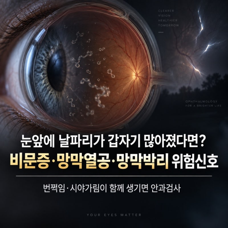 눈앞에 날파리가 갑자기 많아졌다면? 비문증·망막열공·망막박리 위험신호