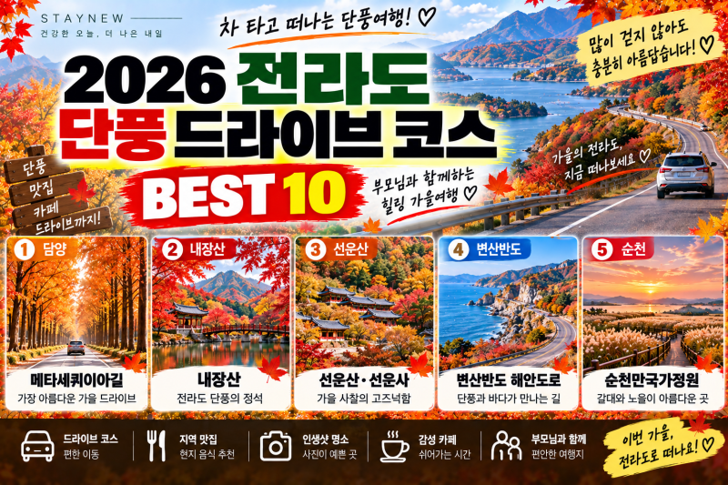 2026 전라도 단풍 드라이브 코스 BEST 10 / 부모님과 많이 걷지 않고 즐기는 가을여행