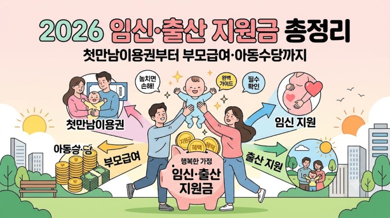 2026 임신·출산 지원금 총정리｜첫만남이용권부터 부모급여·아동수당까지 놓치면 손해 보는....