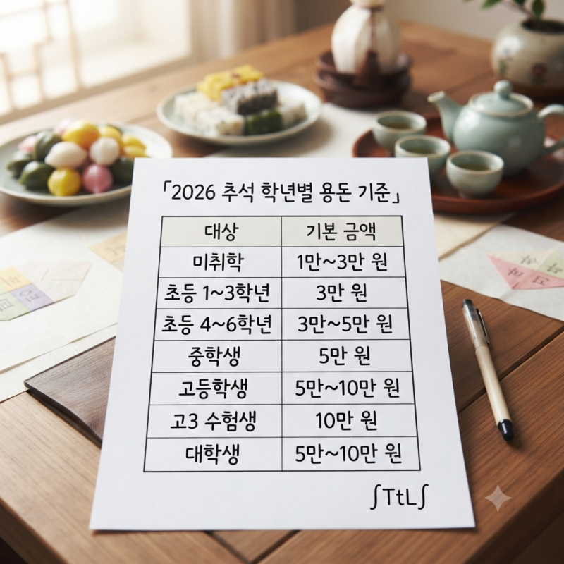 2026 추석 용돈 얼마가 적당? 자녀·조카·수험생 금액 기준