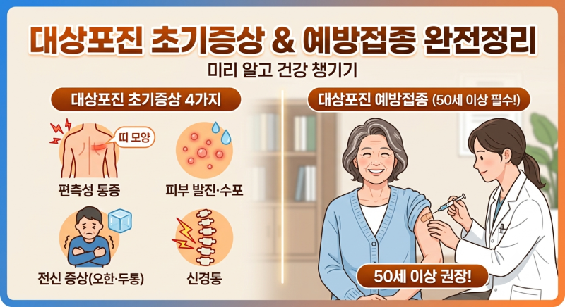 [건강정보] 대상포진 초기증상부터 예방접종, 후유증(신경통)까지