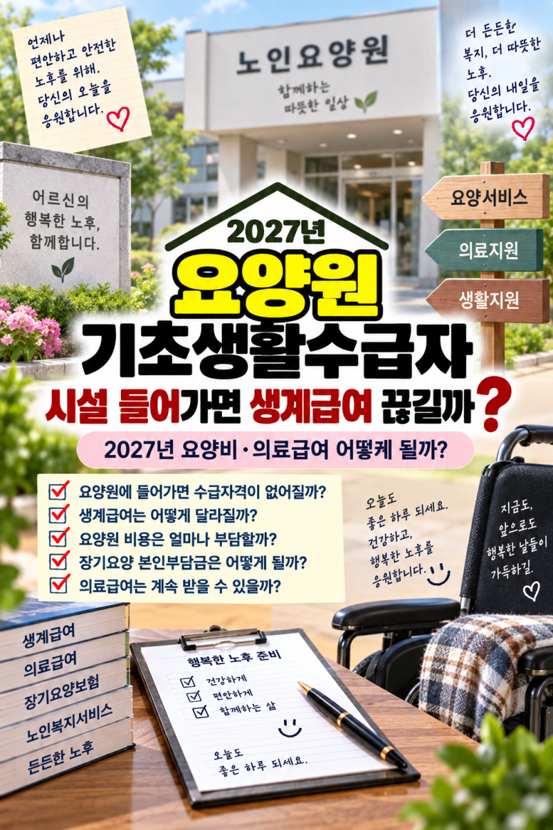 요양원 기초생활수급자, 시설 들어가면 생계급여 끊길까?｜2027년 요양비·의료급여 어떻게 ....