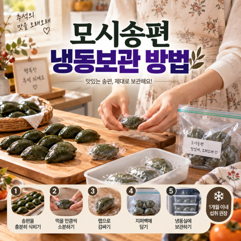 모시송편 보관방법, 냉동했다면 몇 분 쪄야 할까?