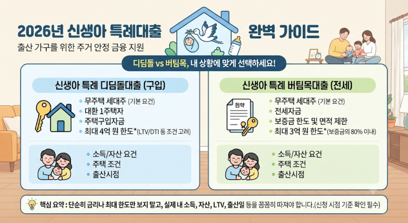 신생아 특례대출 조건 총정리, 디딤돌·버팀목 금리와 한도까지