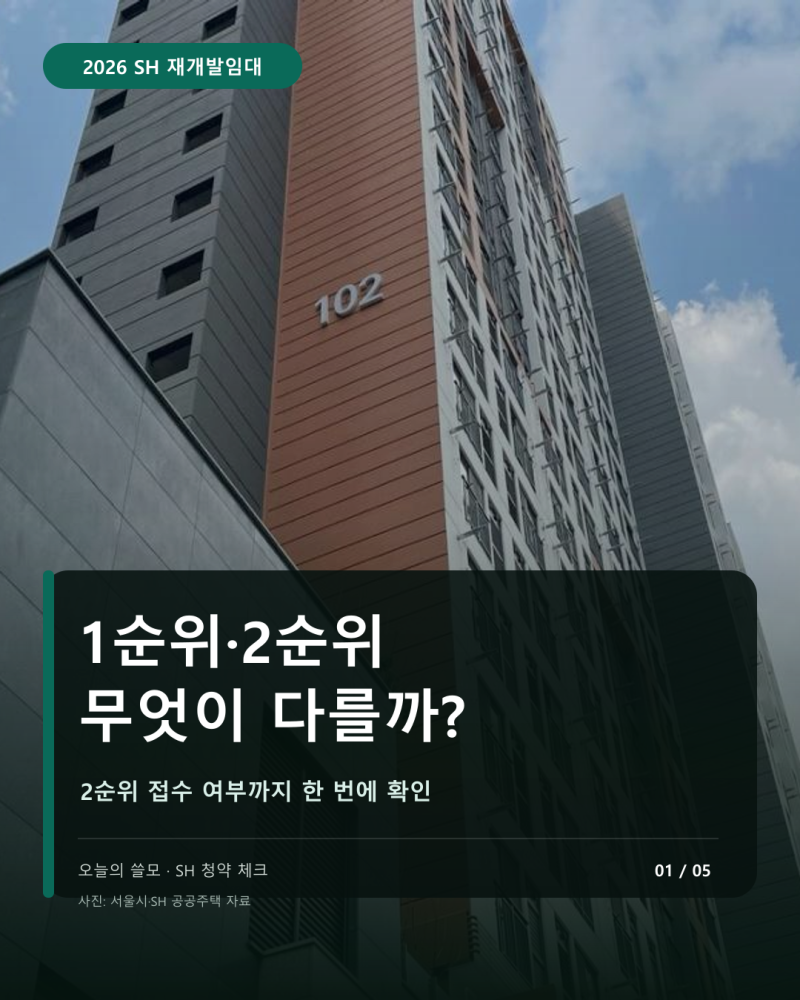 2026 SH 재개발임대 1순위·2순위 차이｜2순위 접수 가능 단지 10월 8일 확인