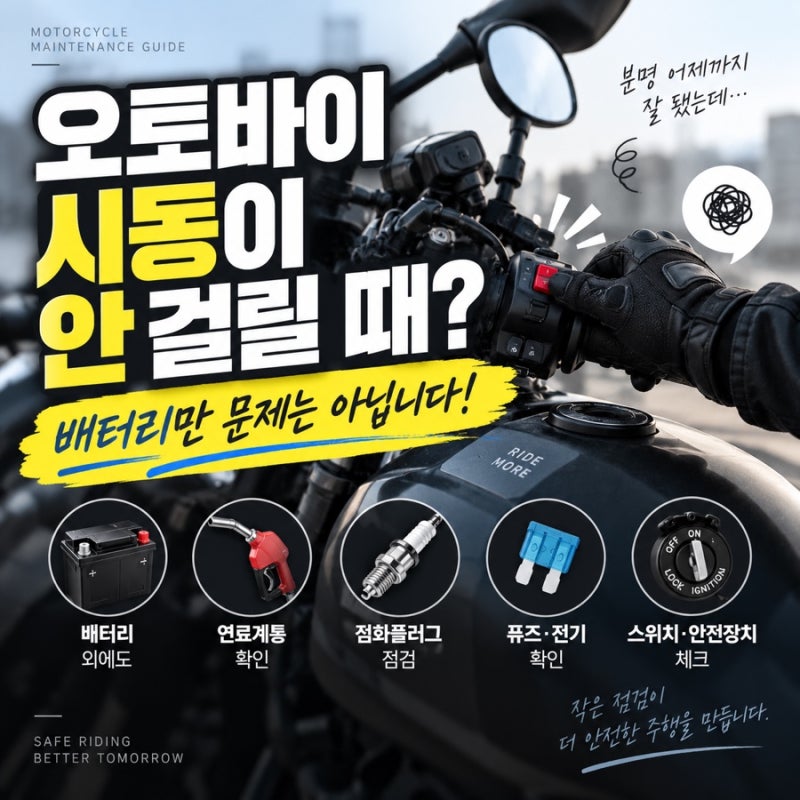 오토바이 시동이 안 걸릴 때, 배터리 말고 확인해야 할 곳