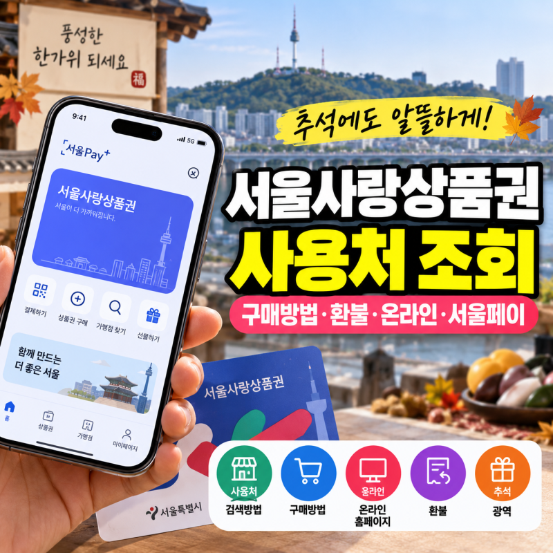서울사랑상품권 사용처 조회하기 검색방법 온라인 서울페이 홈페이지 추석 광역 환불 구매....