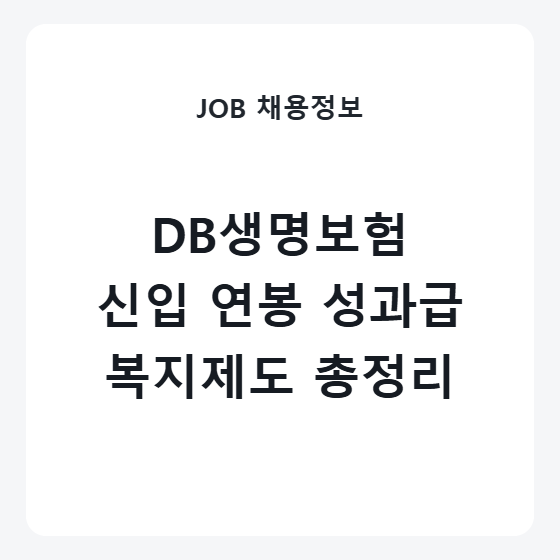 DB생명보험 신입 연봉 초봉 성과급 복지제도 급여체계
