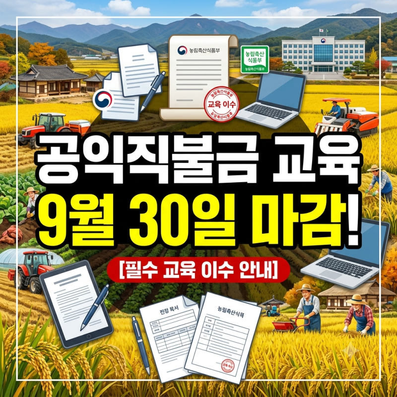 공익직불금 의무교육 9월 30일 마감 안 들으면 10% 감액? 이수방법 총정리