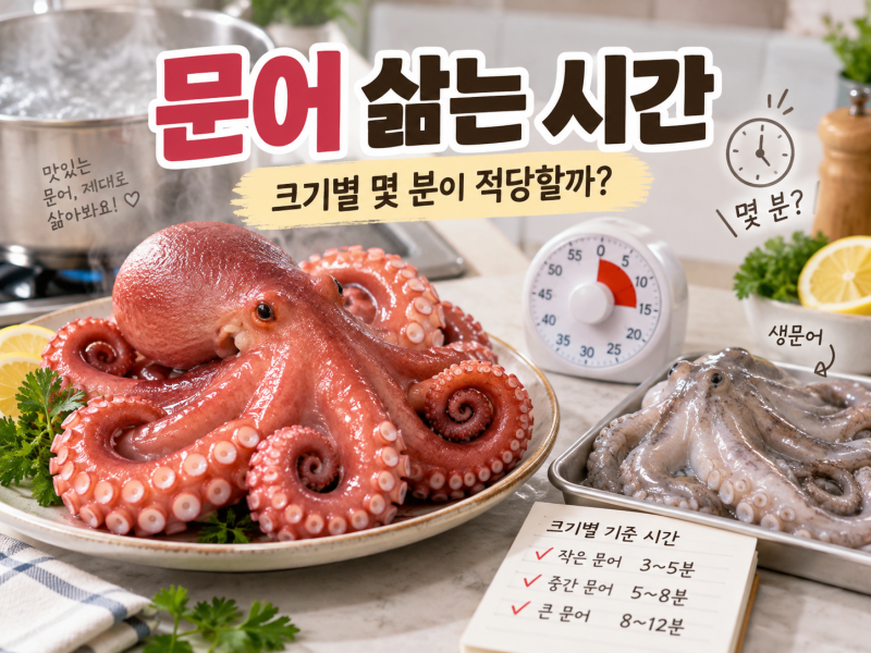 문어 삶는 시간 크기별 몇 분이 적당할까?