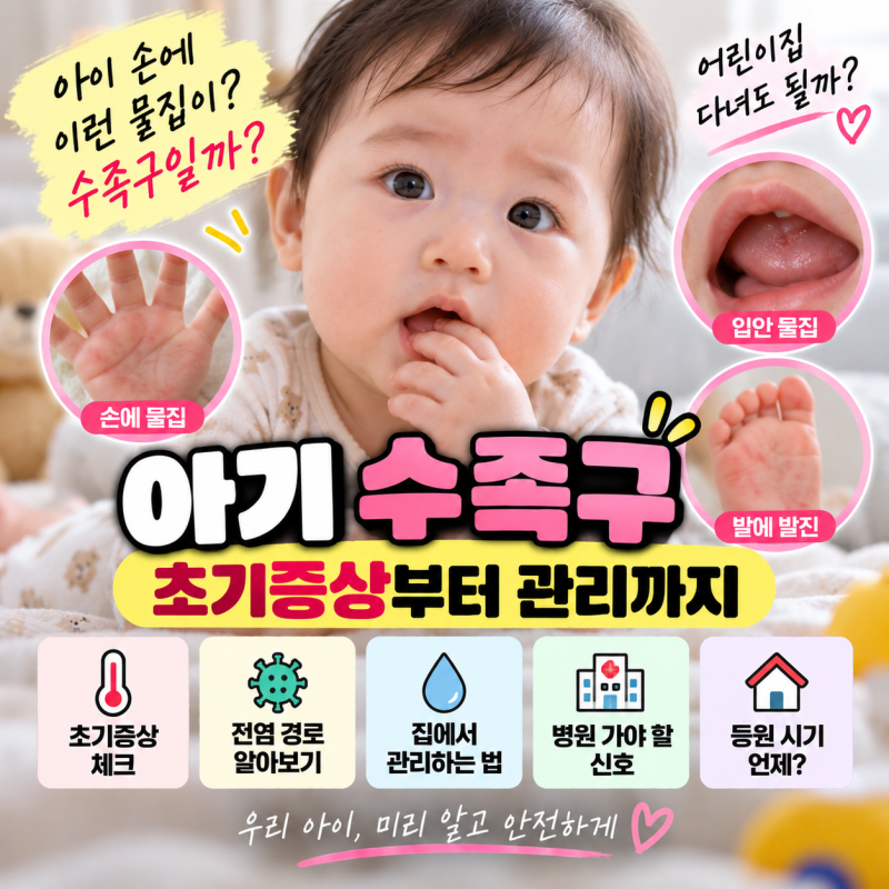 아기 수족구 초기증상 어떻게 알까? 입안·손발 물집부터 등원 시기까지