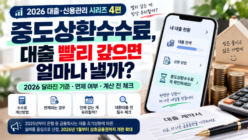 [대출·신용관리 시리즈 4편] 2026 중도상환수수료 총정리｜대출 빨리 갚으면 얼마나 낼까? 계....