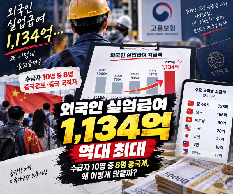 외국인 실업급여 1134억 역대 최대…수급자 10명 중 8명 중국계, 왜 이렇게 많을까?