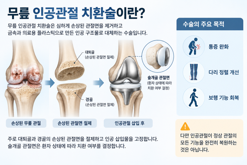 무릎 인공관절 치환술, 수술하면 정상 무릎으로 돌아갈까?_Prepared by 서호석손해사정사