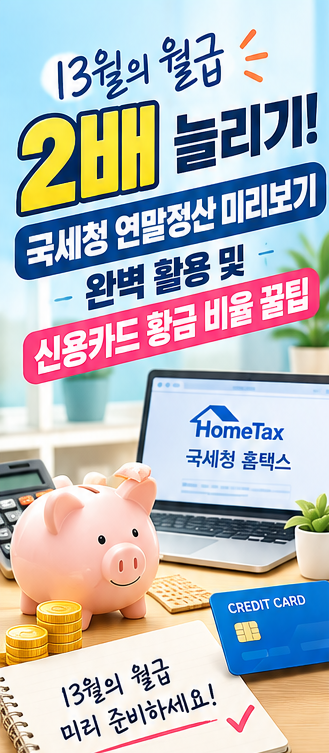 [13월의 월급 2배 늘리기!] 국세청 연말정산 미리보기 완벽 활용 & 신용카드 황금비율 꿀팁