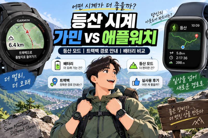 등산 시계 가민 vs 애플워치 트랙백 경로 비교 추천