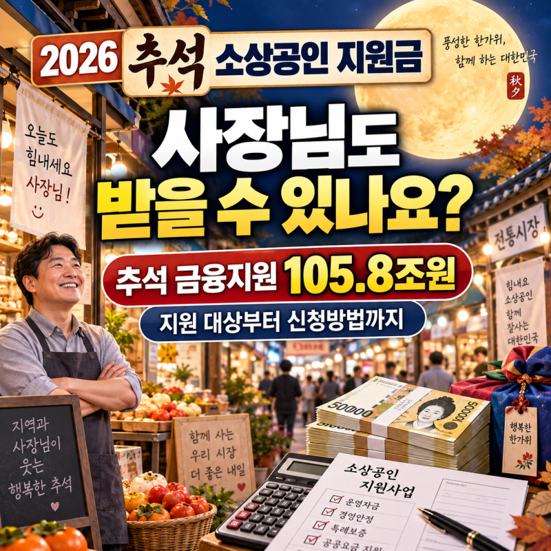 2026 추석 소상공인 지원금, 사장님도 받을 수 있나요? 신청방법 총정리
