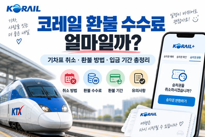 코레일 환불 수수료 얼마일까?｜기차표 취소·환불 방법·입금 기간 총정리