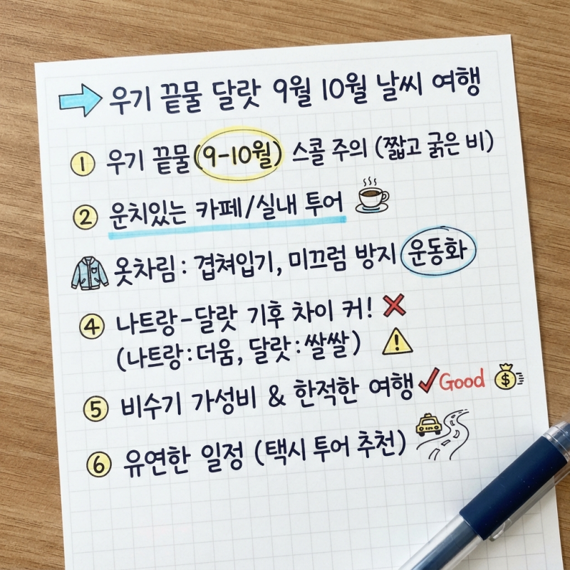 우기 끝물 달랏 9월 10월 날씨 여행 계획하는 직장인 근황