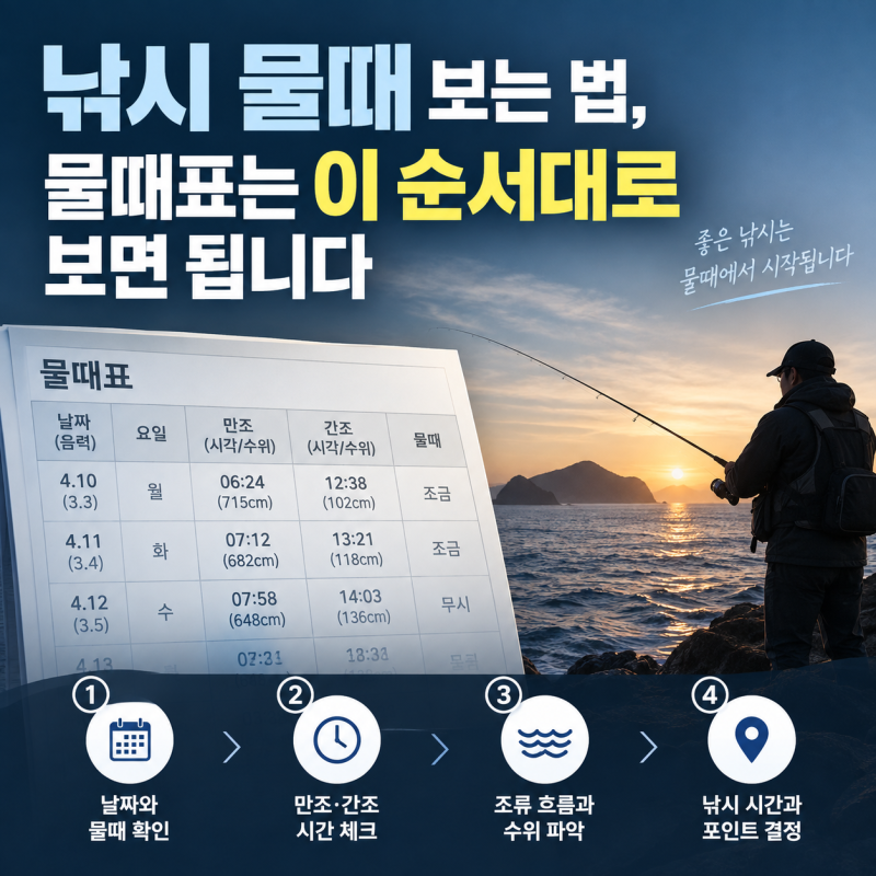 낚시 물때 보는 법, 물때표는 이 순서대로 보면 됩니다