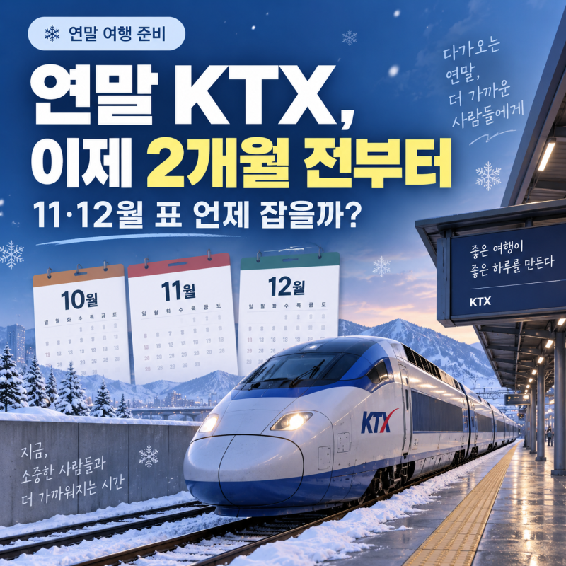 KTX 2개월 전 예매 10월 1일 시작｜11·12월 주말·연말 기차표 언제 잡을까