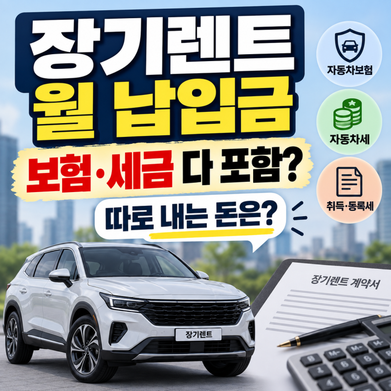 장기렌트 월 납입금에는 뭐가 포함될까? 보험료·자동차세·취등록세 정리